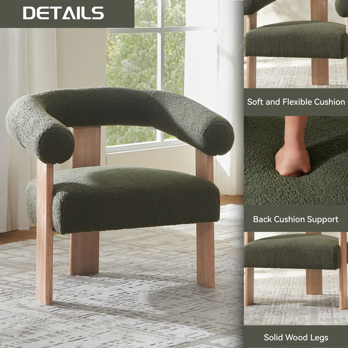 Upholstered Barrel Accent Chair Armchair